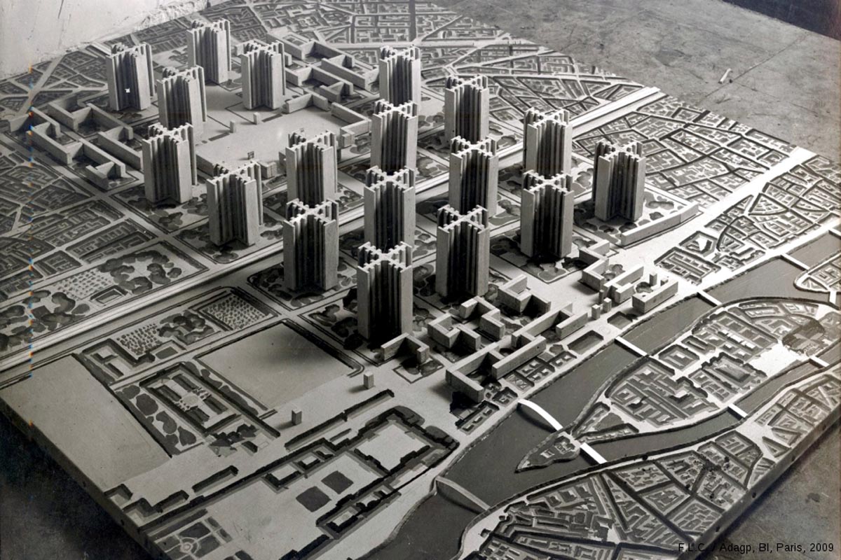 Le Corbusier. Le Ville Radieuse - Miasto Promienne. Źr&oacute;dło:Le Corbusier&rsquo;s Plan To Overhaul Paris (https://architexturez.net/pst/az-cf-179214-1465720688 - dostęp 31.12.2025); F.L.C. / Adagp, BI, Paris, 2009 