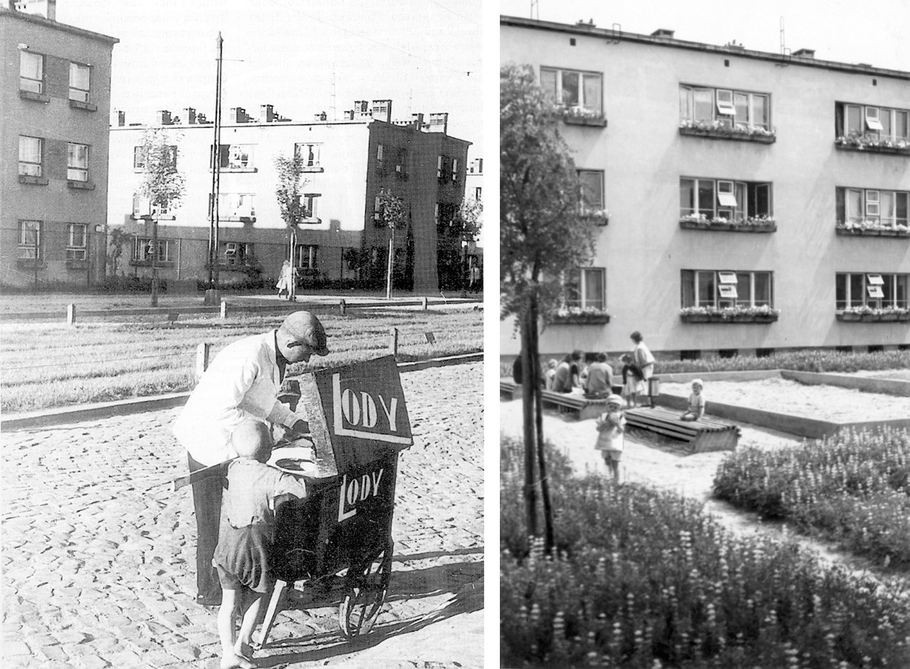 źródło: "Korzenie miasta" tom V, Jerzy Kasprzycki / blok mieszkalny na osiedlu Koło, źródło: Narodowe Archiwum Cyfrowe