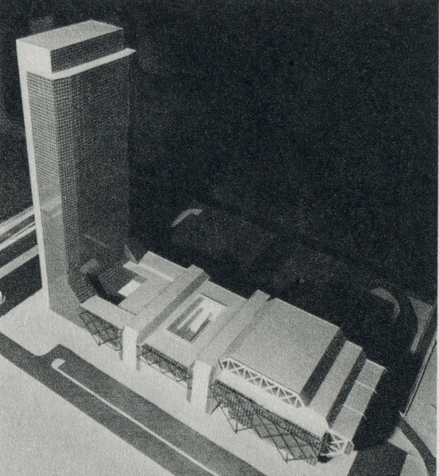 Projekt Hotelu Centralnego dla 2000 osób, źródło: "Architektura", 1978.