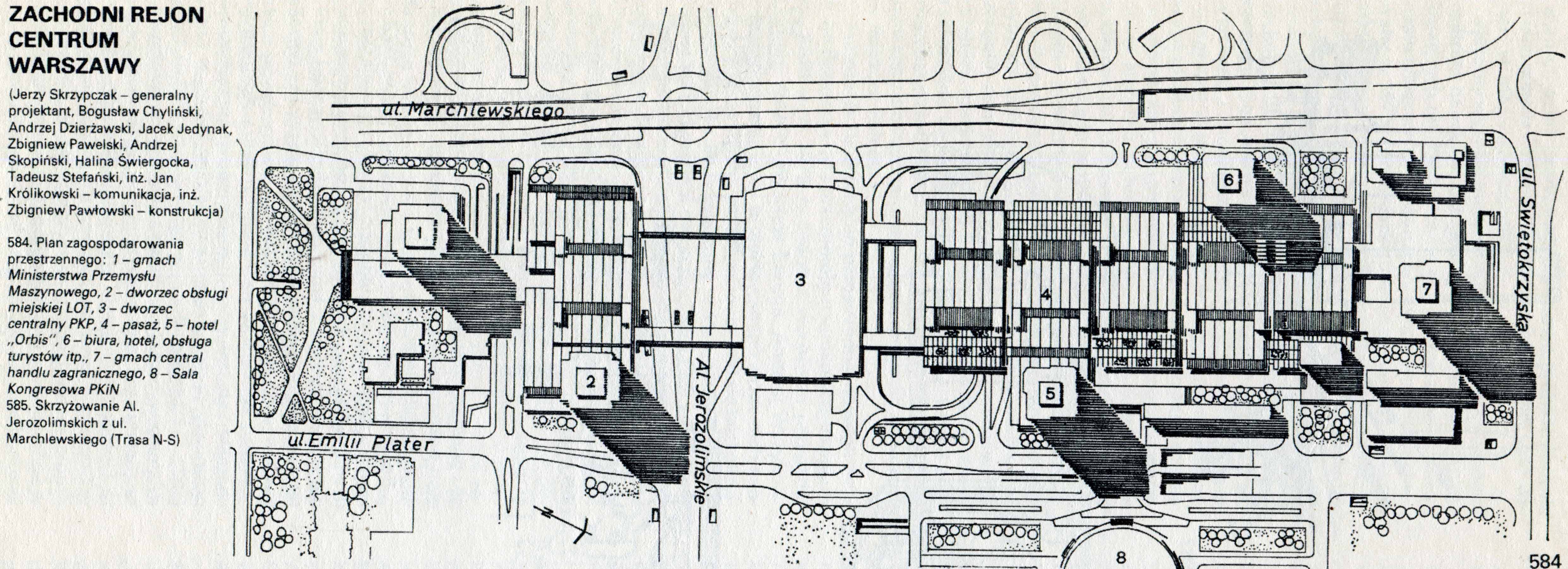 Zagospodarowanie terenu Zachodniego Centrum, 1974, rys. ze zbiorów GM